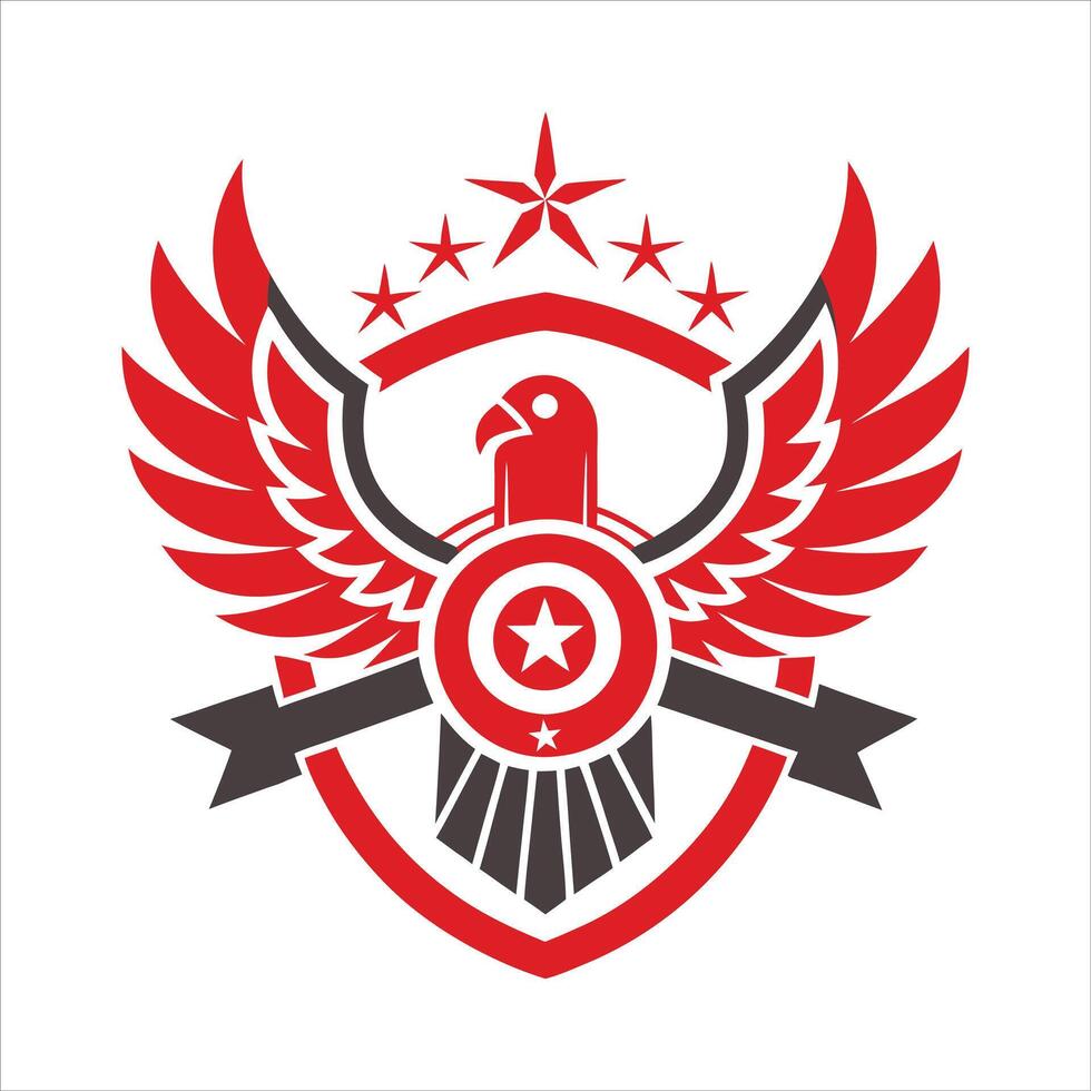 Heraldic Eagle with Shield Emblem - Majestic Illustration for Patriotic and Military Designs vector