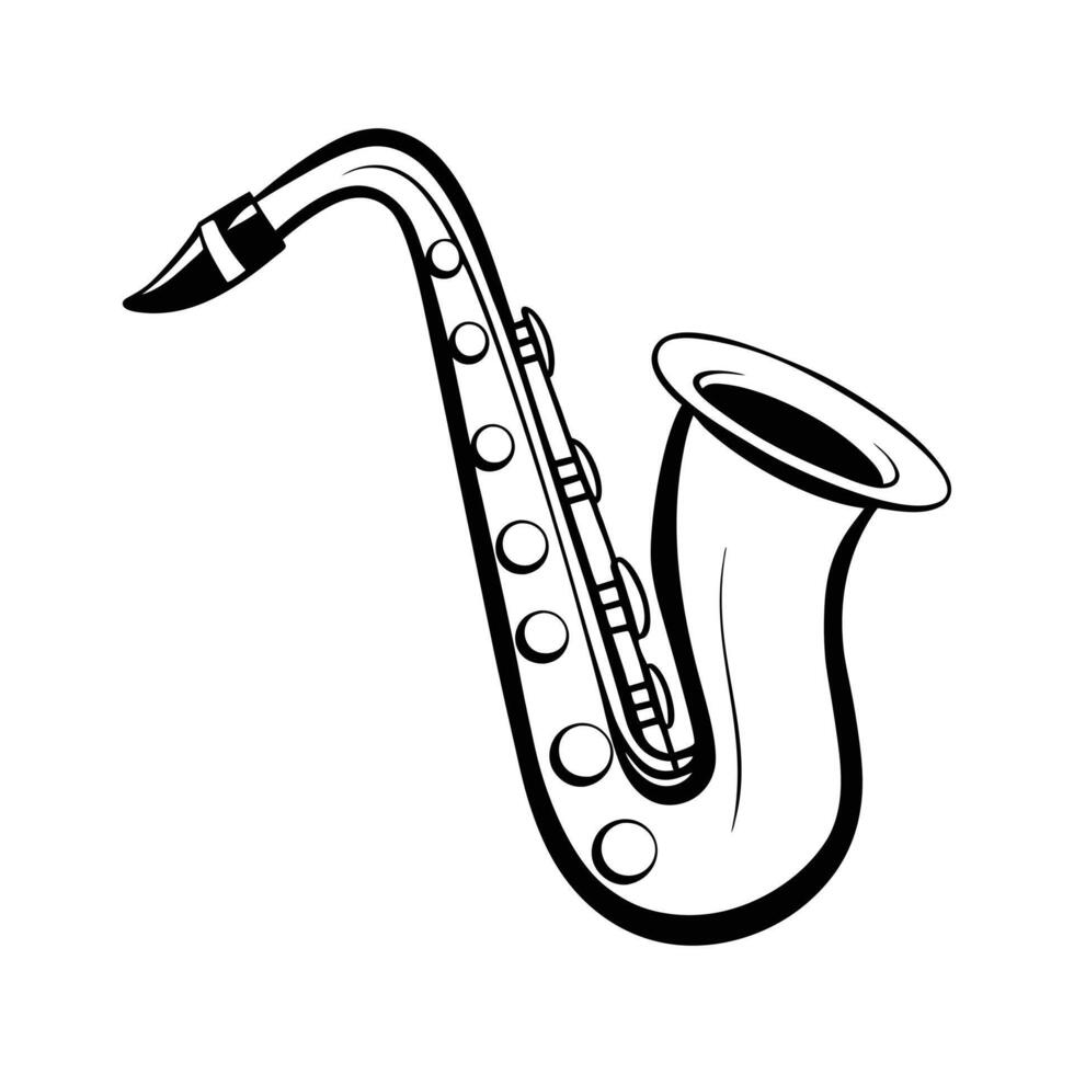 Saxophone Illustration - Elegant Musical Instrument Design for Jazz and Orchestra Art vector