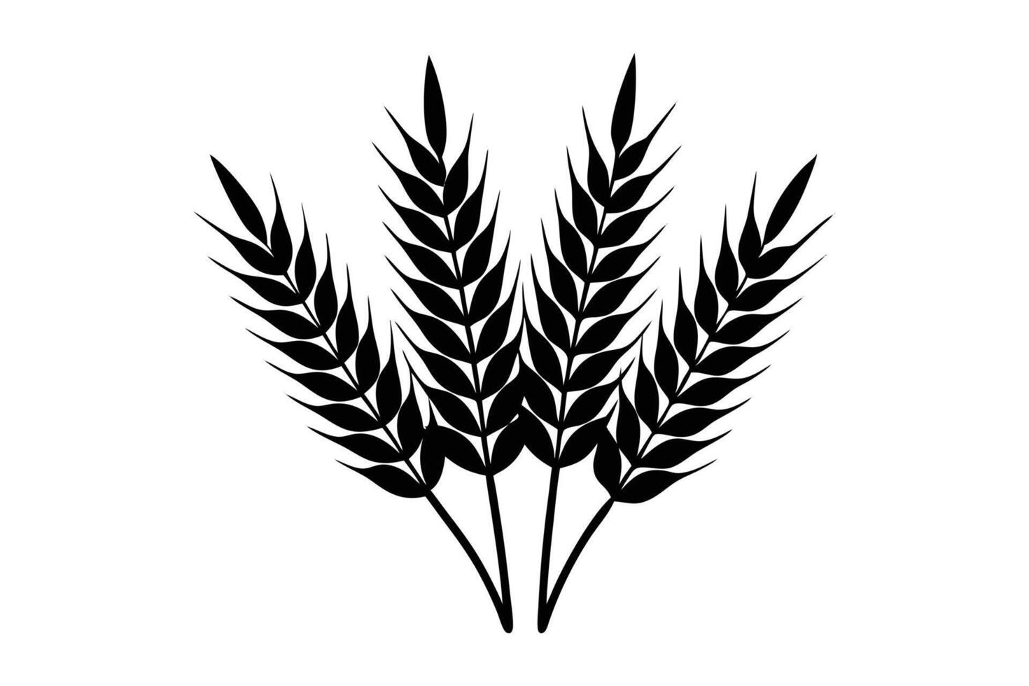 Grain and Crop Silhouette - Cornstalk, Barley, and Wheat Illustration for Farming Art vector