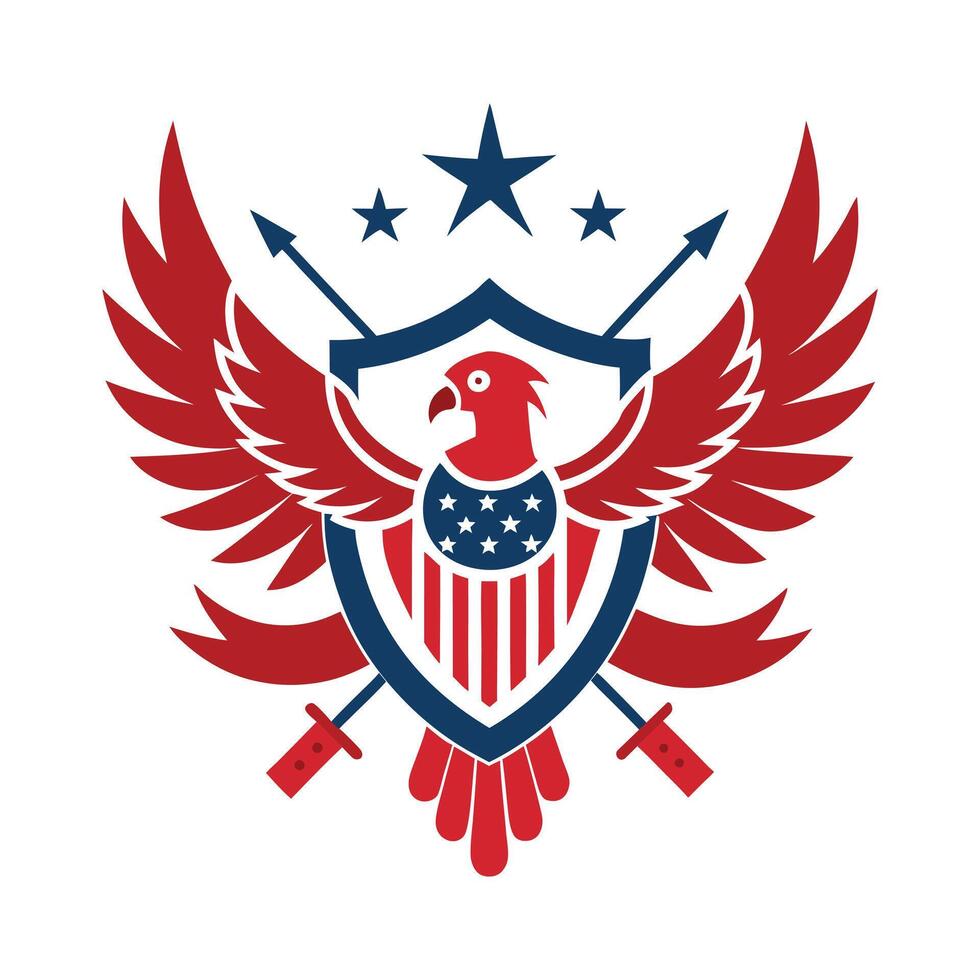 Majestic Eagle Emblem - Heraldic Shield Design for Patriotic and Military Art vector