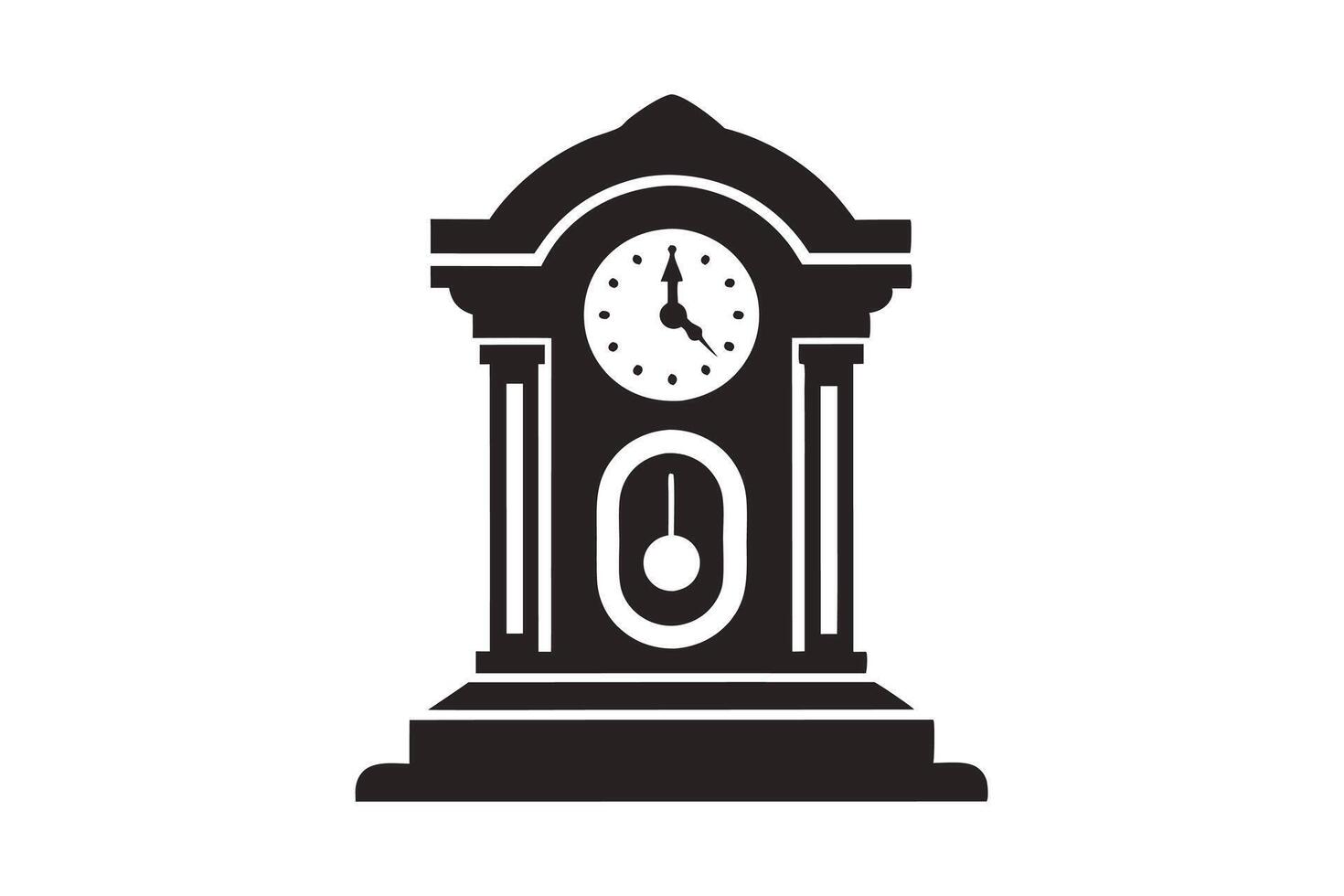 Elegant Grandfather Clock Silhouette - Vintage Antique Timepiece Design for Home Decor vector