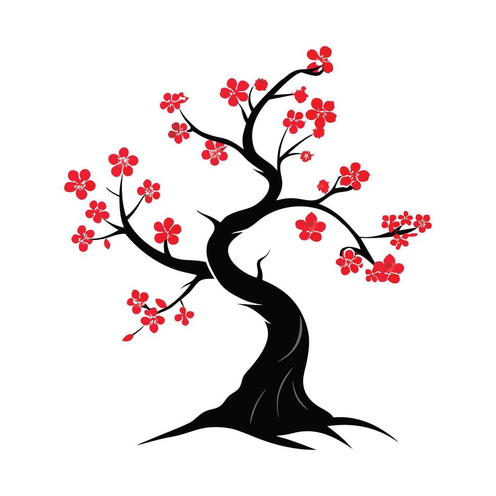 Cherry Tree Blossom Branch Illustration - Nature, Spring, and Floral Design vector