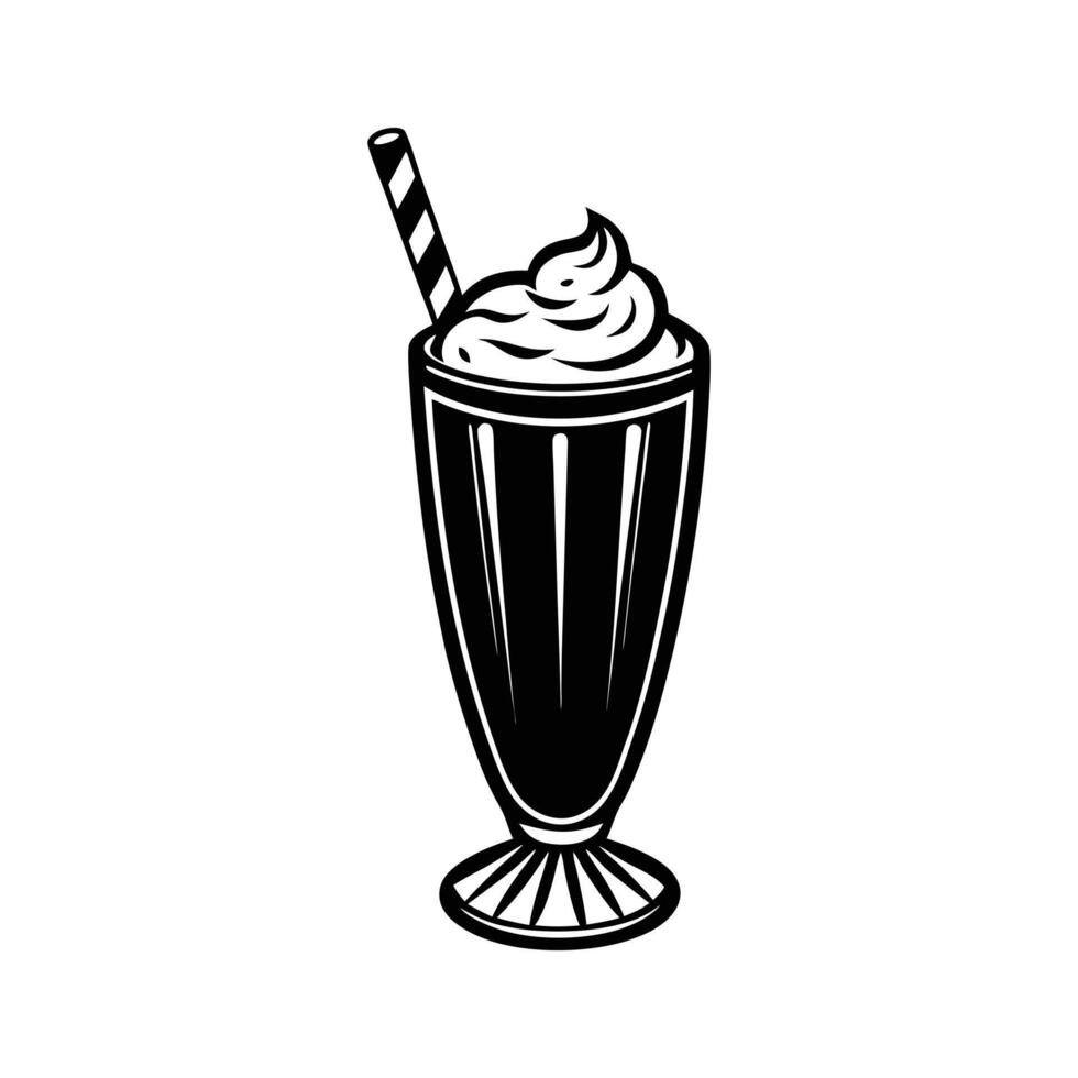 Milkshake Illustration - Chocolate Dessert Beverage for Contemporary Food Art vector