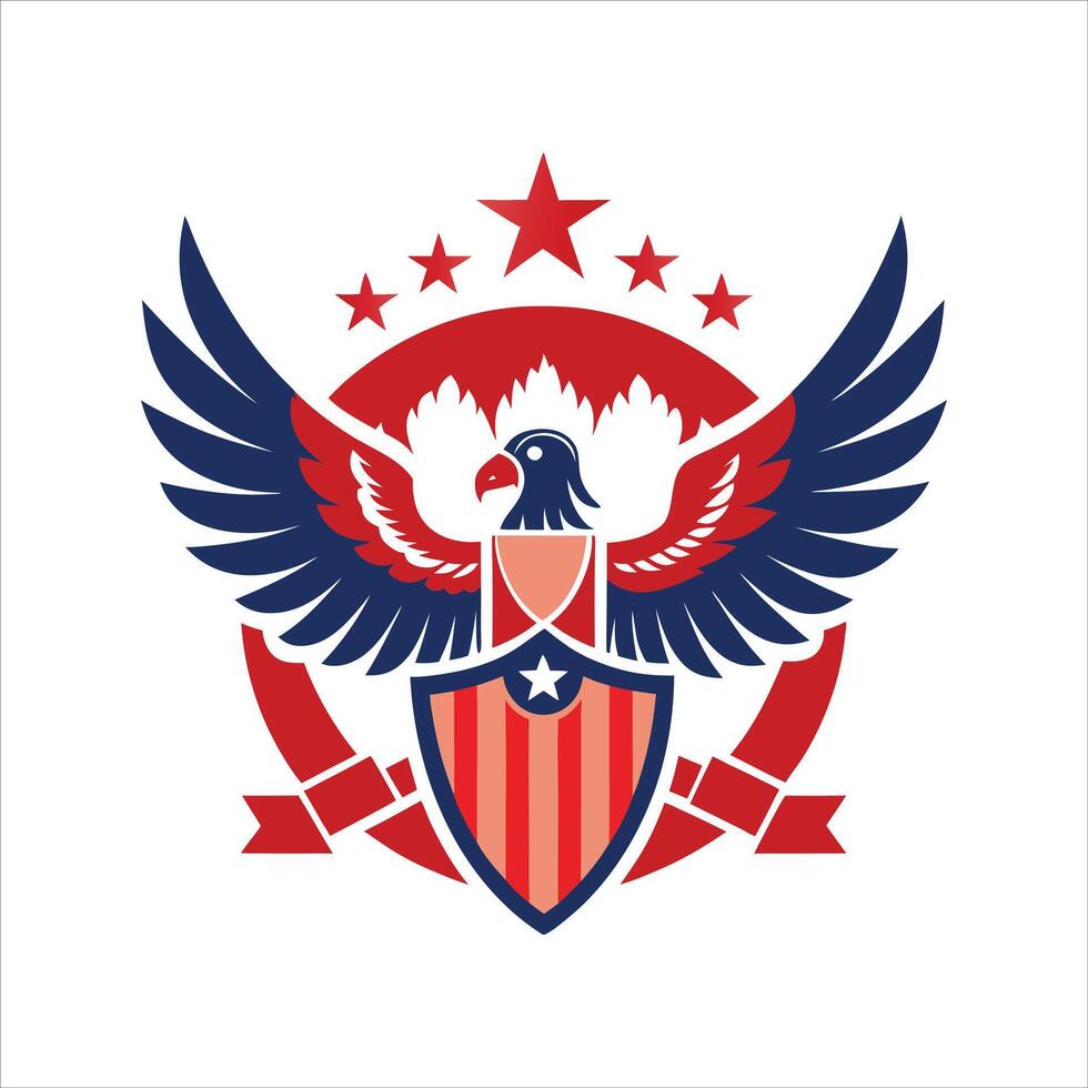 Heraldic Eagle with Shield Emblem - Majestic Illustration for Patriotic and Military Designs vector