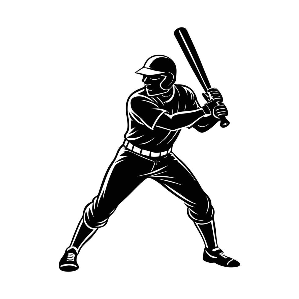 Dynamic Baseball Player Silhouette - Illustration for Sports and Team Art vector