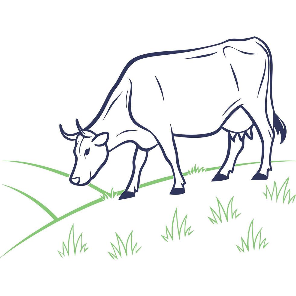 Cow grazing on the field illustration vector