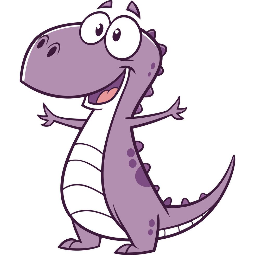 A cartoon purple dinosaur with arms outstretched vector