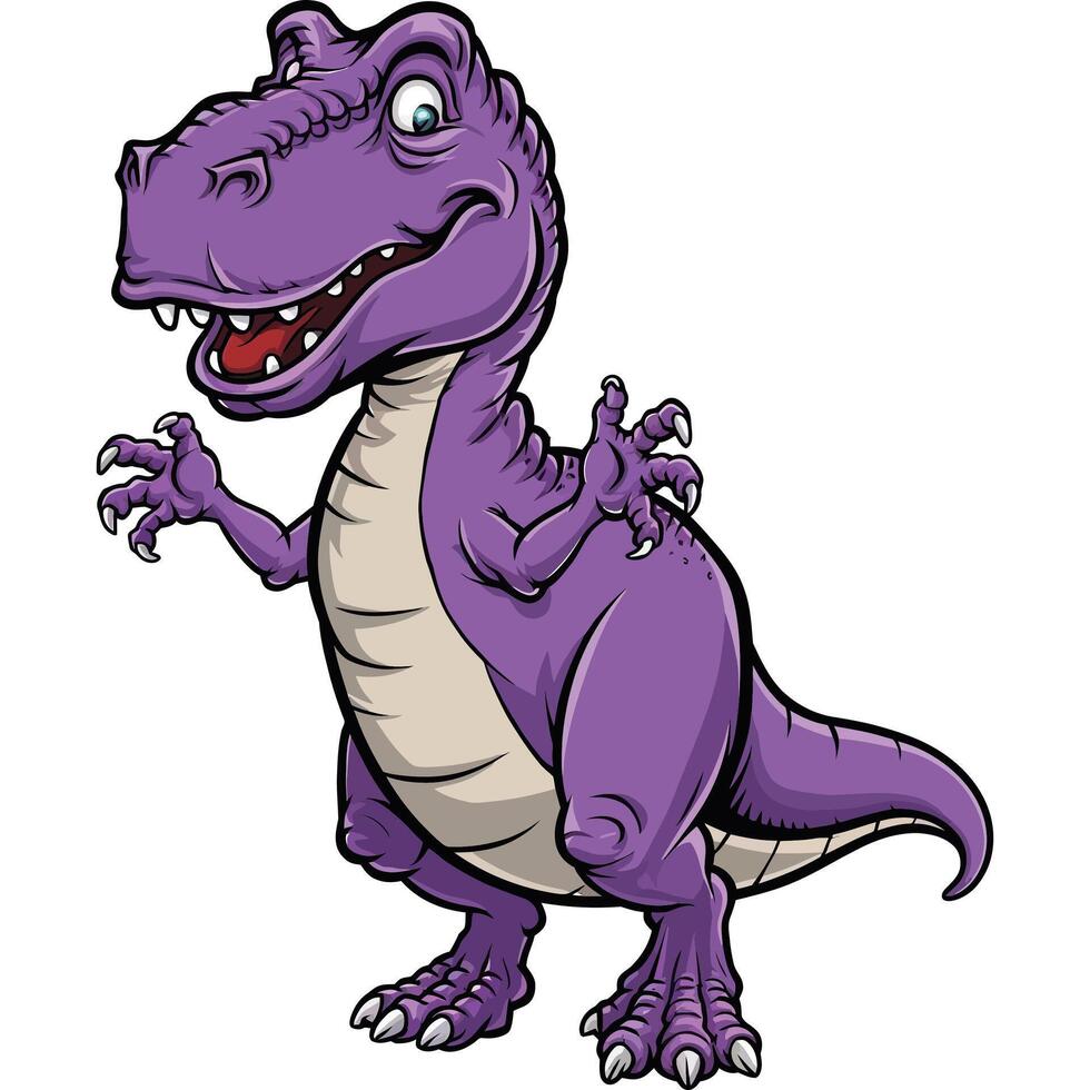 Cartoon purple dinosaur with open mouth vector