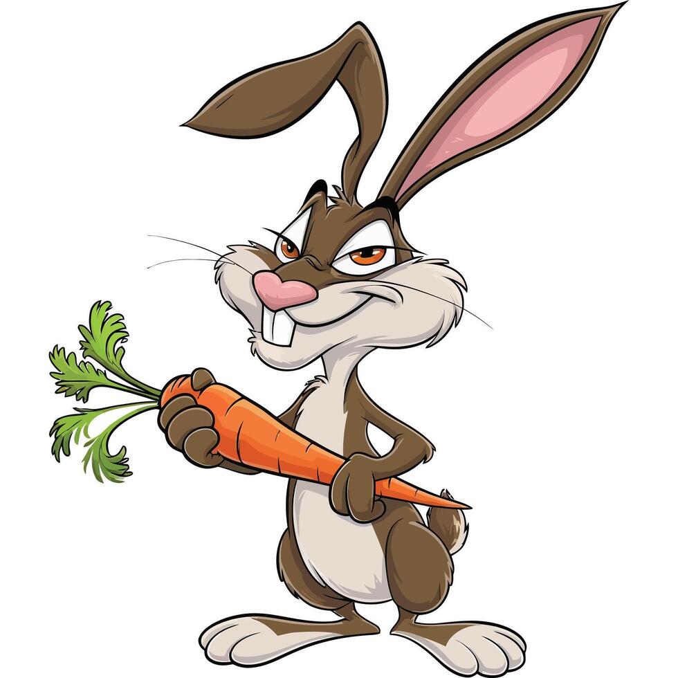 Cartoon rabbit holding a carrot vector