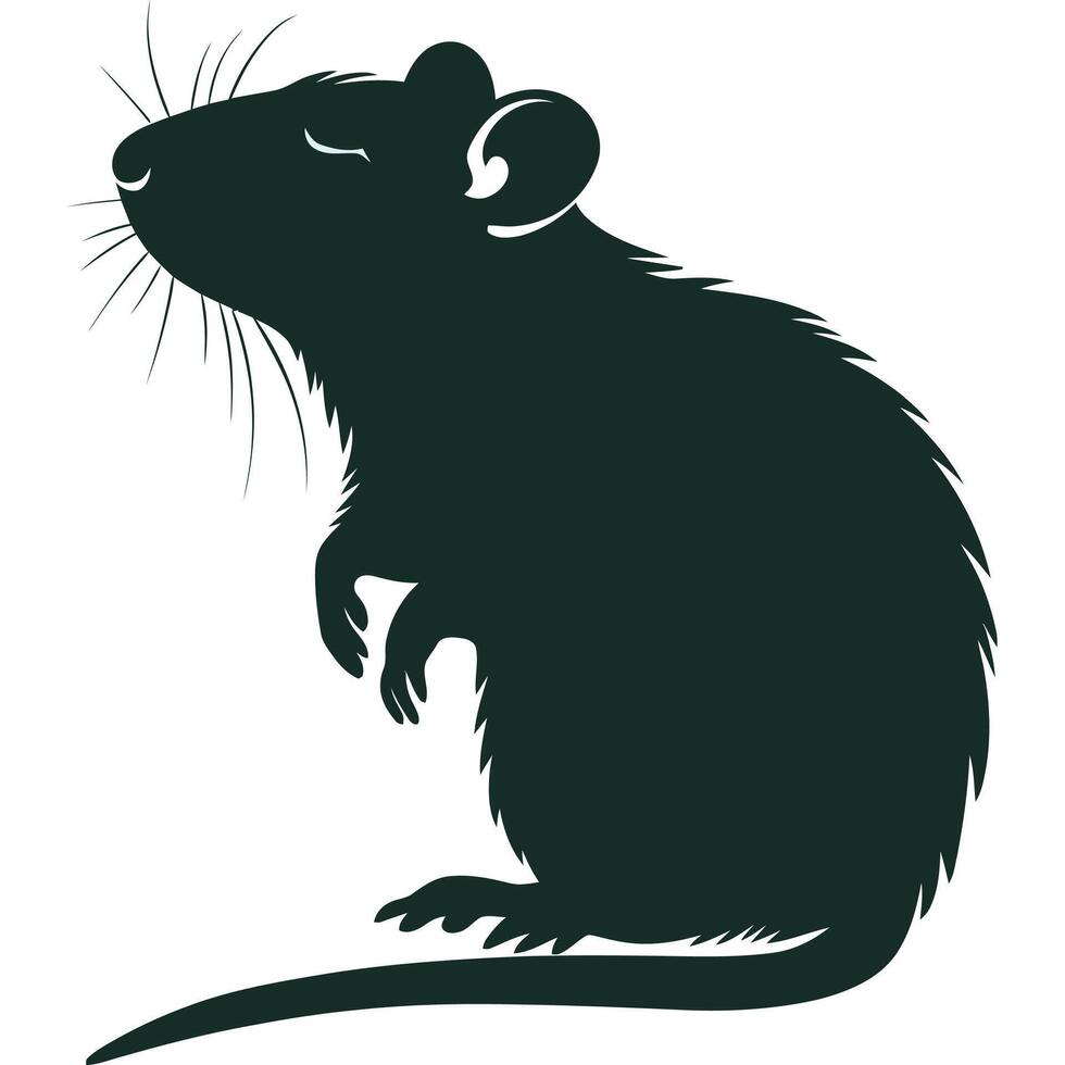 A rat is silhouetted against a white background vector