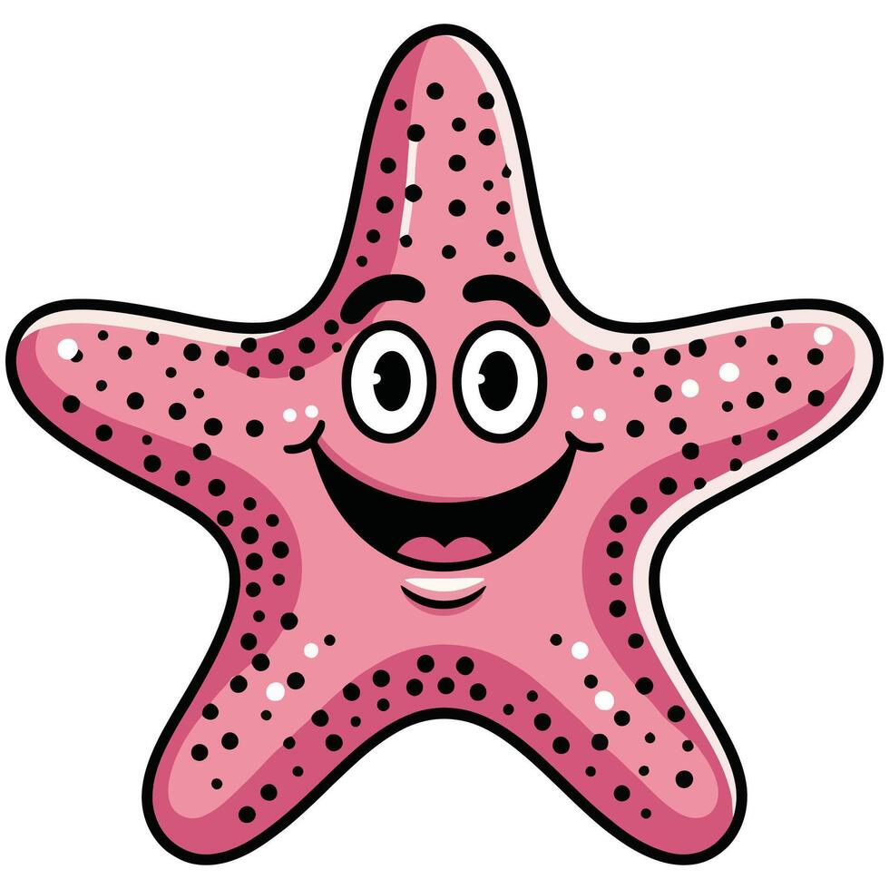 Silly Pink Sea Star Flashing a Wide Smile. vector
