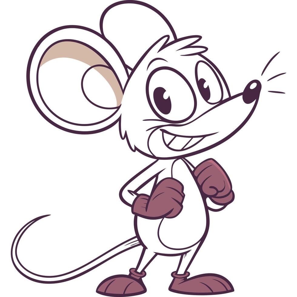 Cartoon mouse with boxing gloves vector