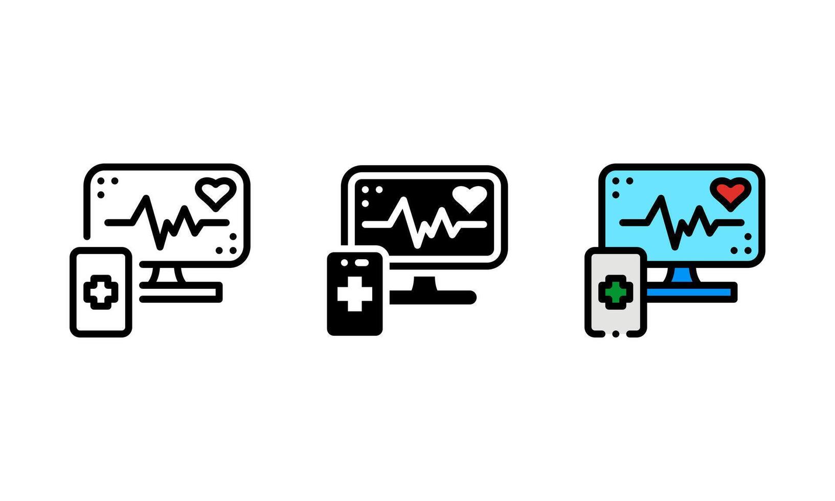 medical tech icon. with outline, glyph, and filled outline style. healthcare concept vector