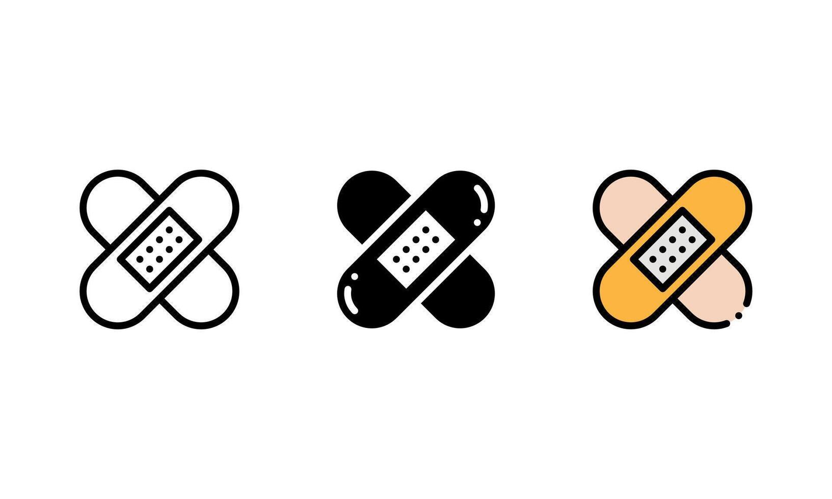 bandage icon. with outline, glyph, and filled outline style vector