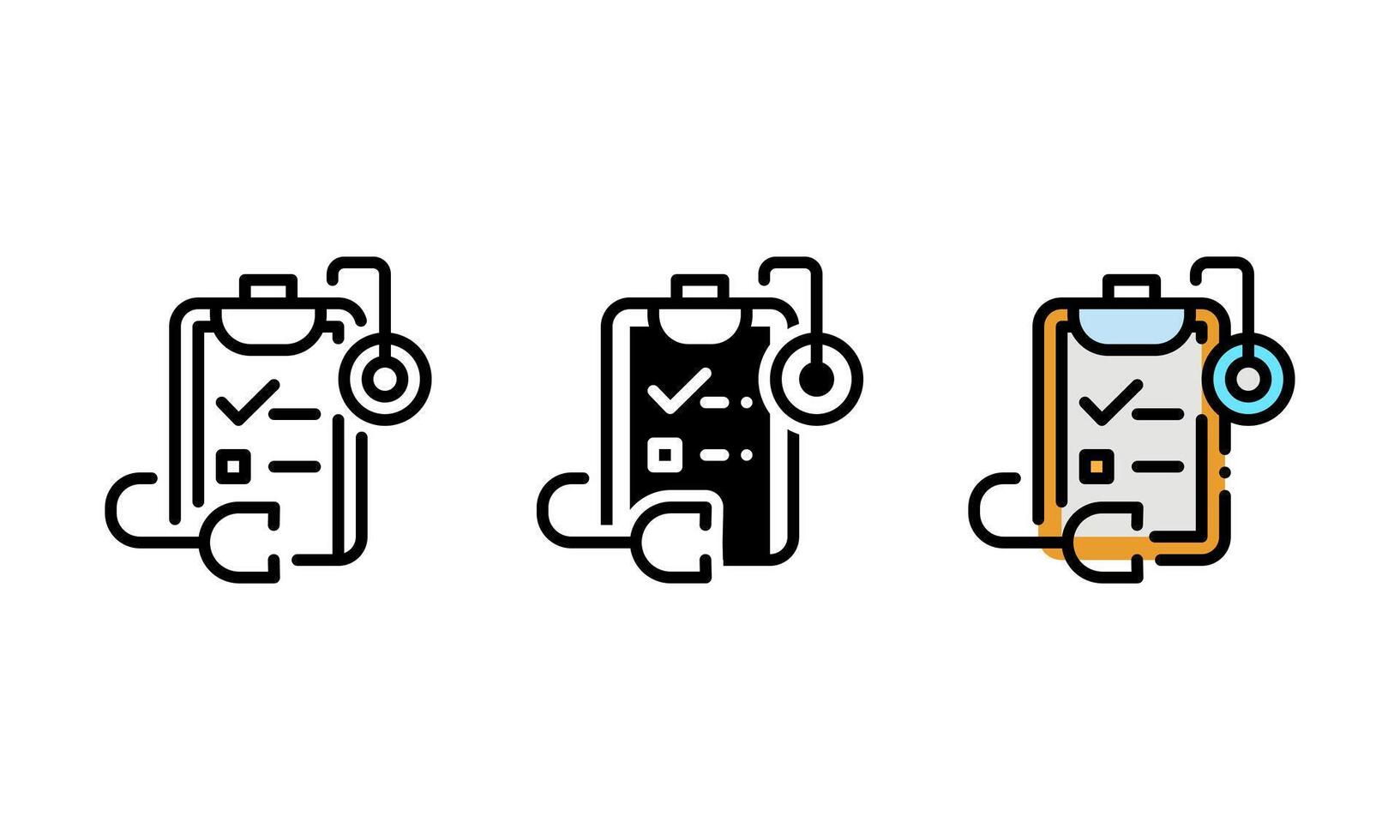health record Icon. with outline, glyph, and filled outline style vector