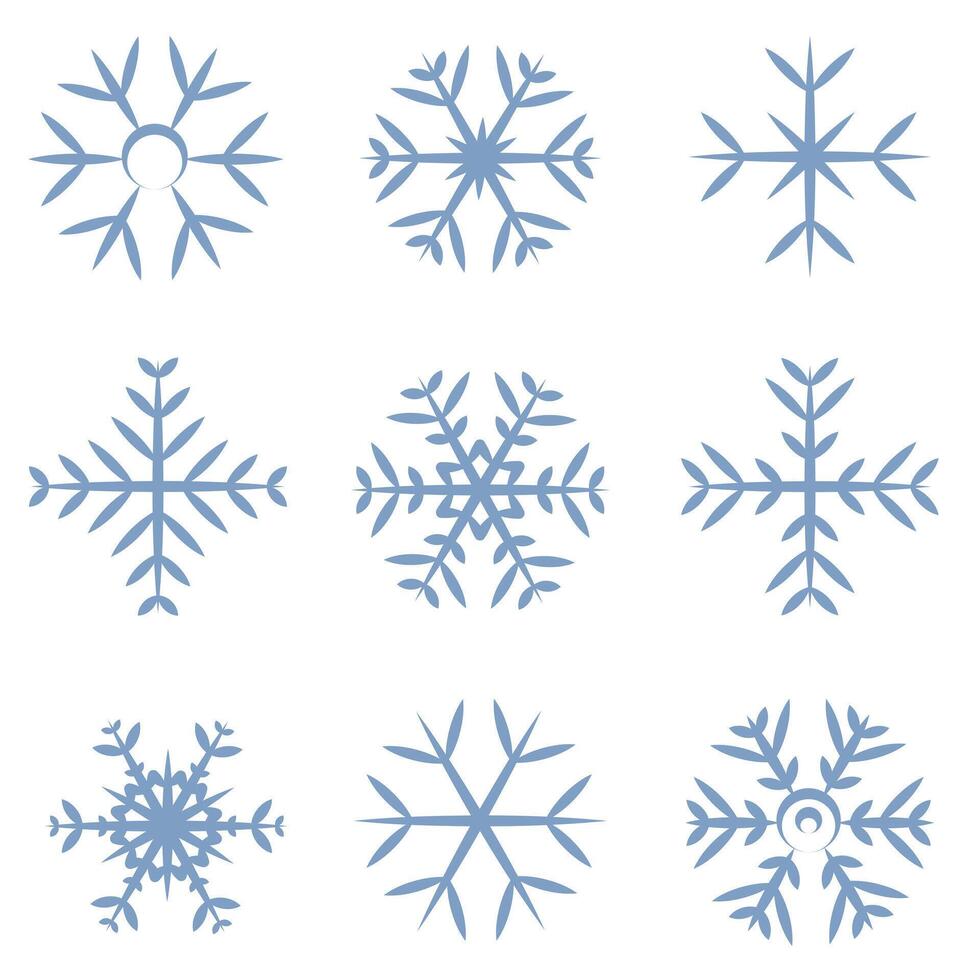 Snowflake collection. Nice element for Christmas banners, cards. Set of organic and geometric snowflakes. vector