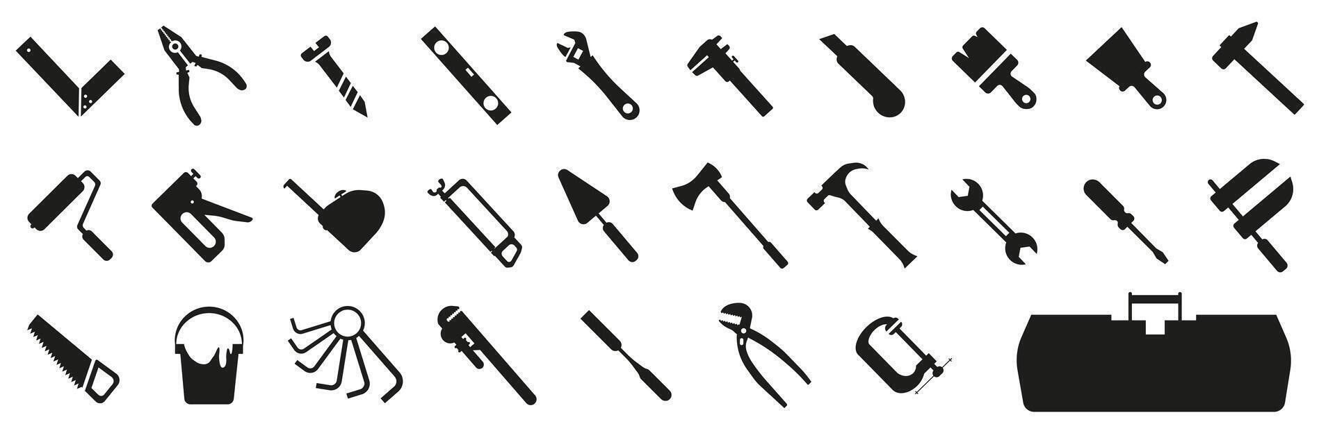 Hand tools icons. Set of tools. Hand tools in icons. vector