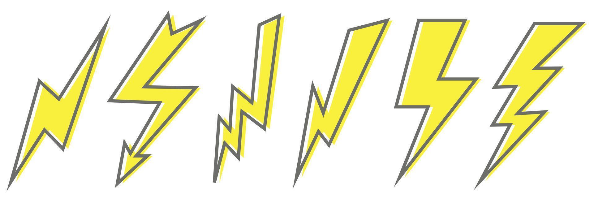 Element. Different lightnings for illustrations. Lightning. Bright lightnings. vector