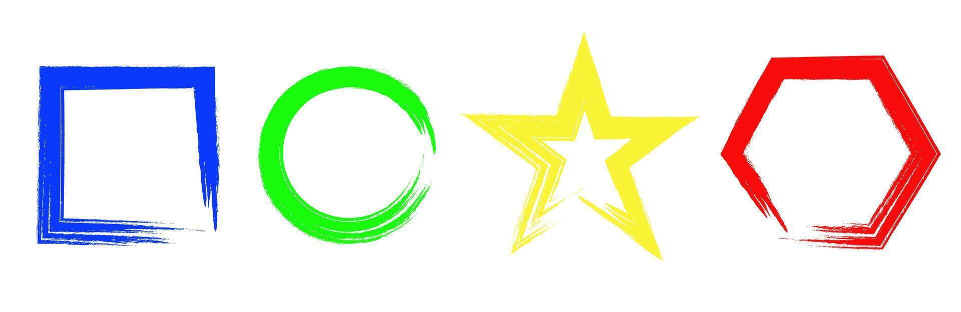 Set of color brushes. Frames of different shapes. Color brush frames. vector