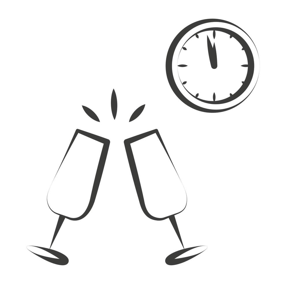 Champagne for the new year. Image of a champagne glasses icon. Waiting for the new year. vector
