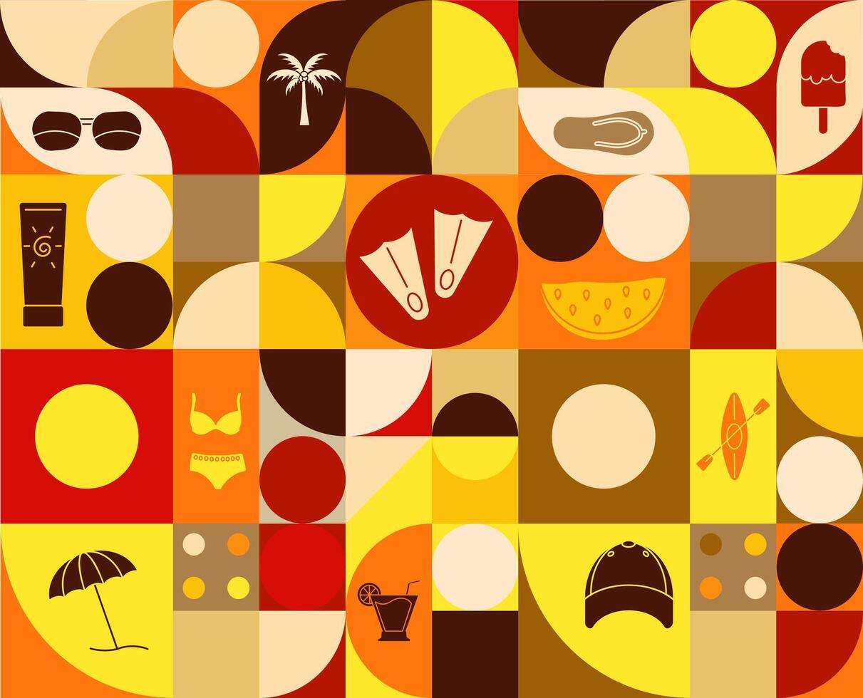 Summer icon. Bright background for summer. Symbol of tourism. Set for web and apps. vector