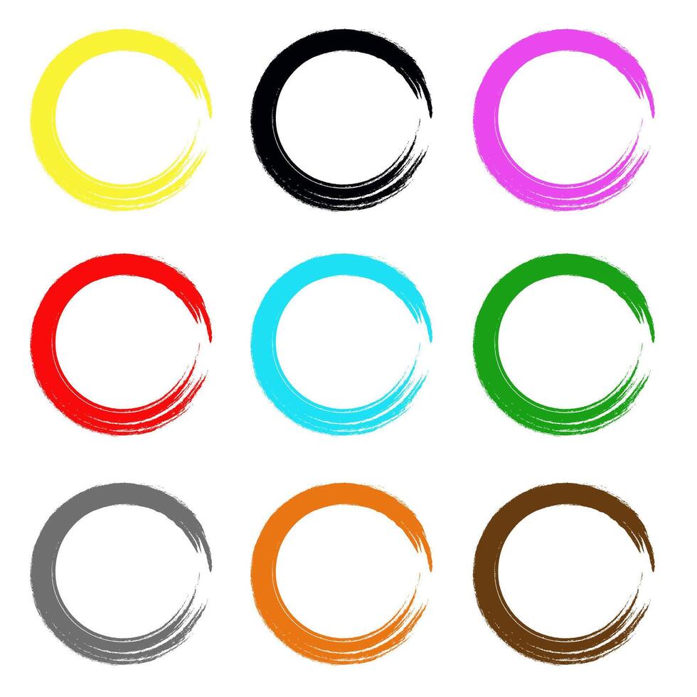 Round frames. Colored brush frames. vector