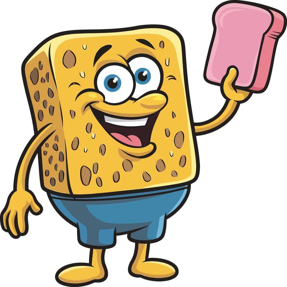 Spongebob character holding a piece of bread vector