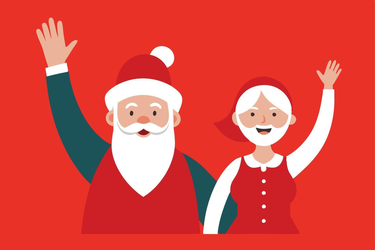 Santa Claus and Mrs. Claus Festive Christmas Holiday Greeting vector