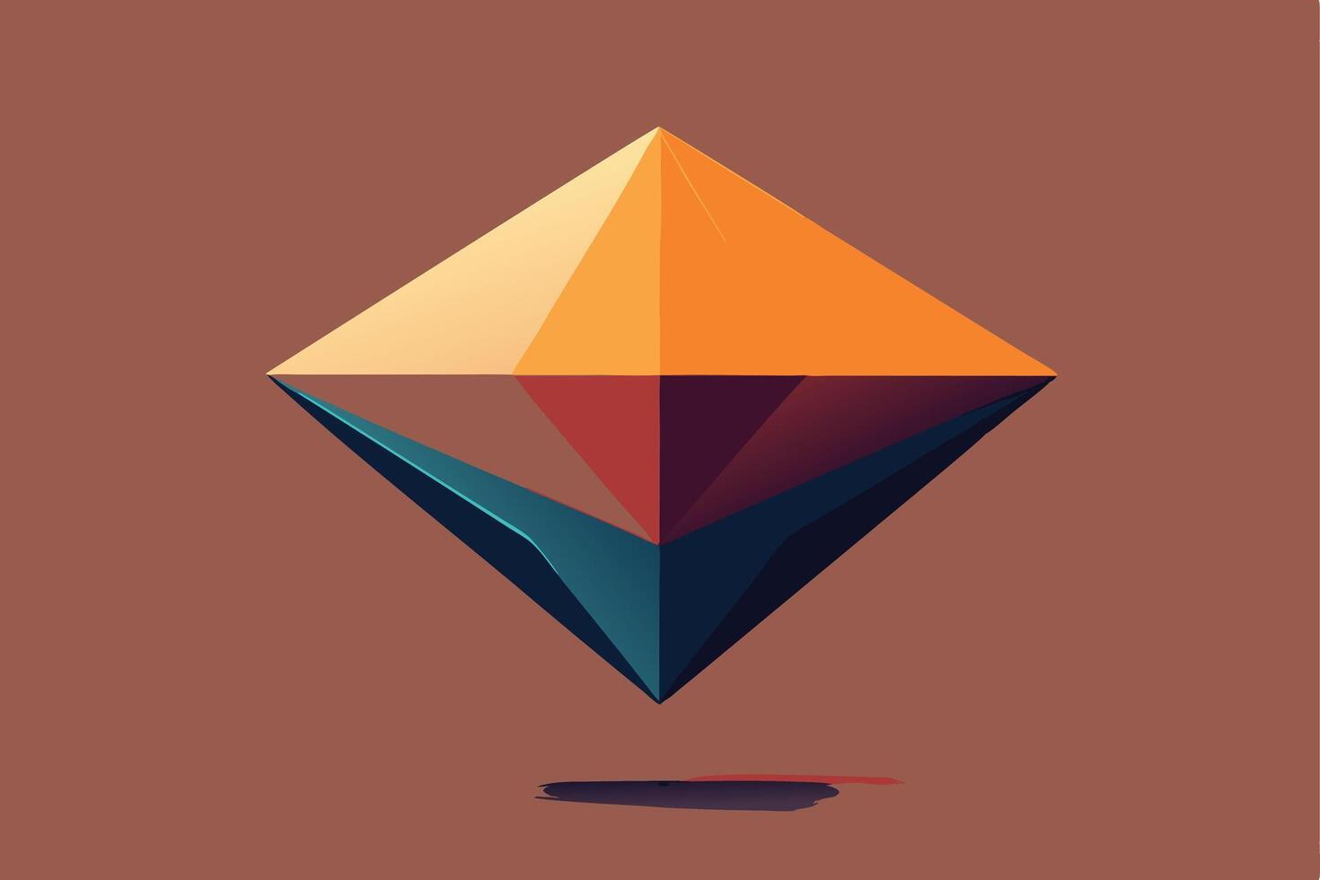 Abstract Geometric Diamond Colorful Facets, Pyramid Design, Brown Background vector