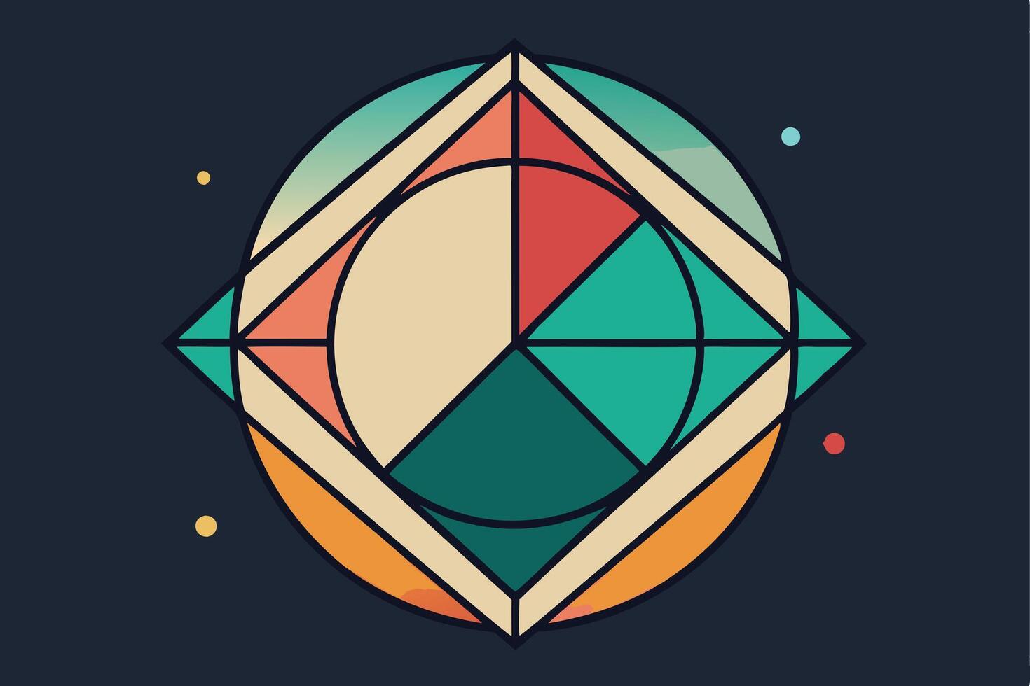 Abstract Geometric Mandala Colorful Segments, Lines, and Shapes vector