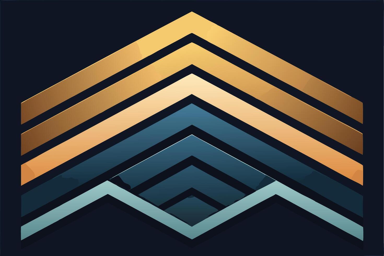 Abstract Gold, Blue, Beige Arrow Geometric Pattern Design vector