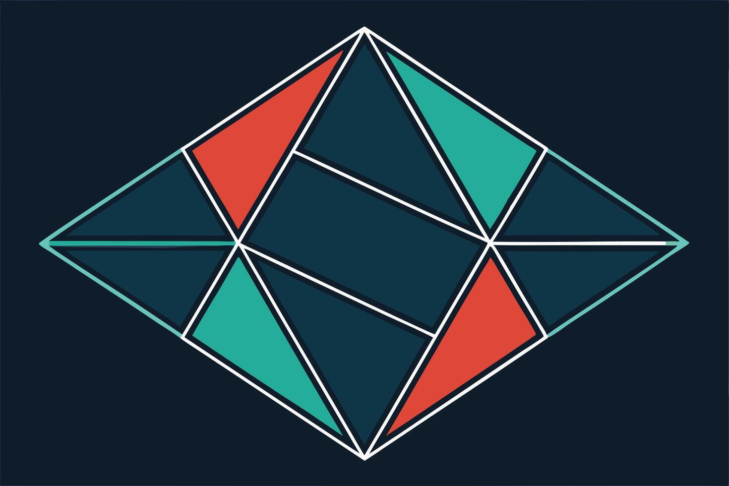Abstract Geometric Diamond Pattern Teal, Red, and Dark Blue Triangles vector
