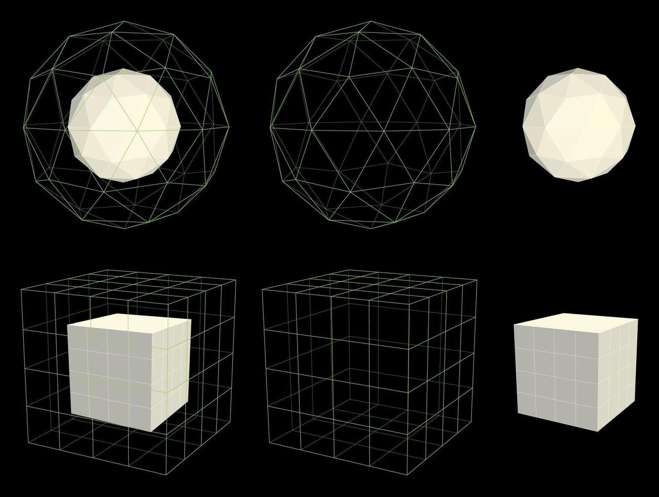 Sphere and cube hologram set vector