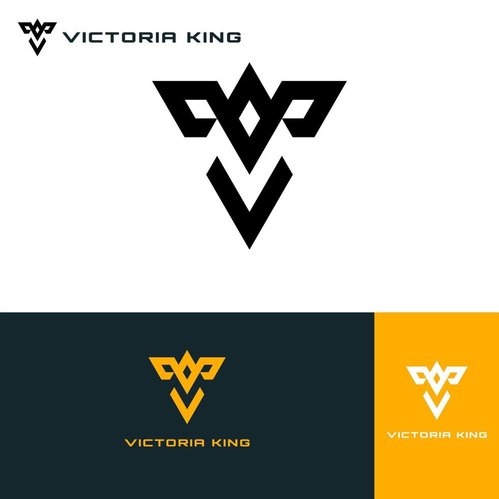 letter v with crown logo concept vector