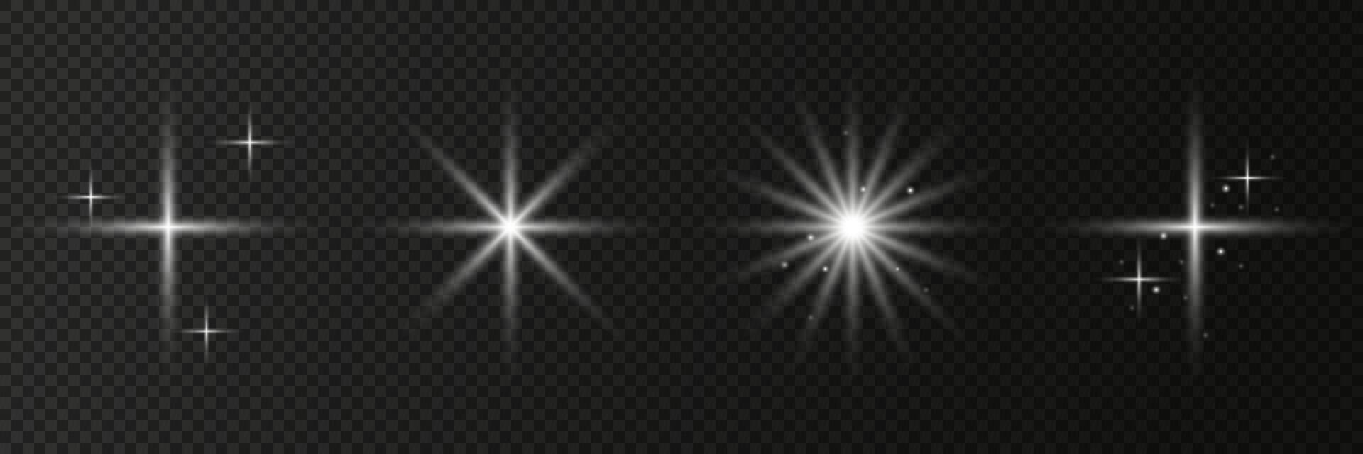 Star shines and light glow sparks set vector