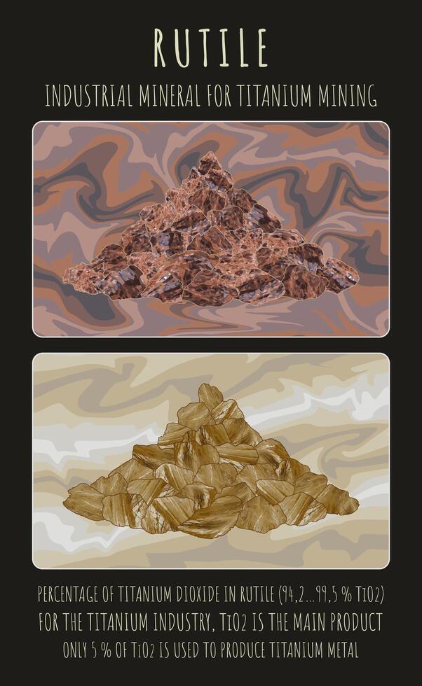 ORE. Illustration of Rutile. ORE FOR INDUSTRIAL PRODUCTION OF TITANIUM vector
