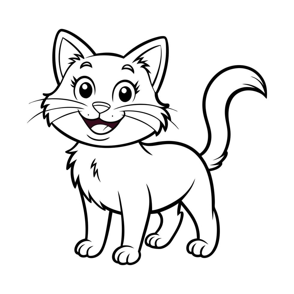 smiling cat line art design vector