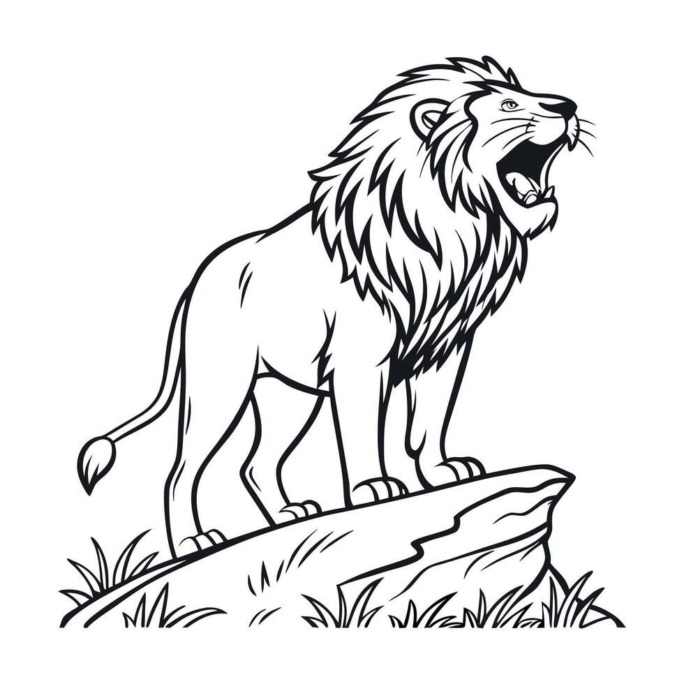 smiling lion line art vector