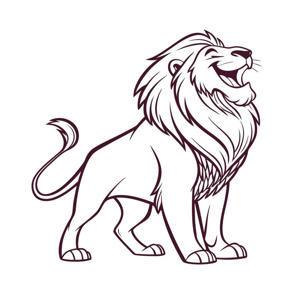 smiling lion art icon design vector