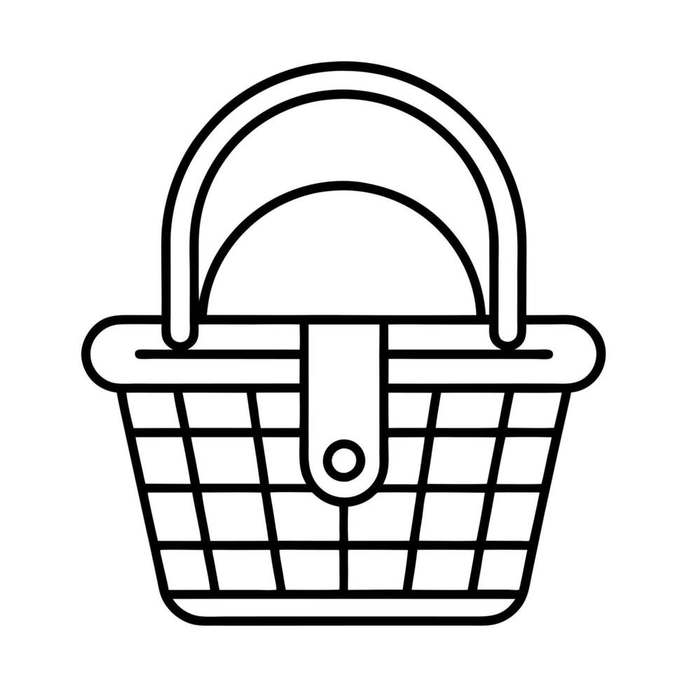 picnic basket line art icon design vector