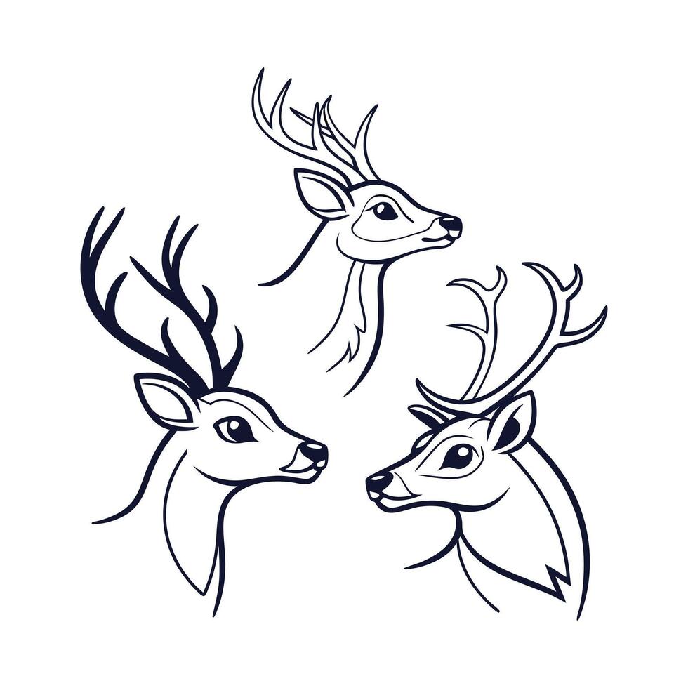 Reindeer faces line art design vector