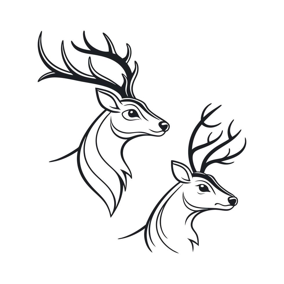 Reindeer faces line art design on a white background vector
