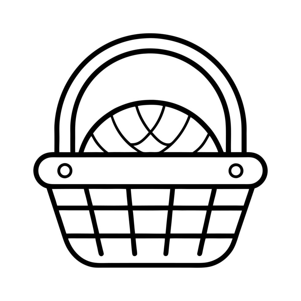 picnic basket line art icon vector