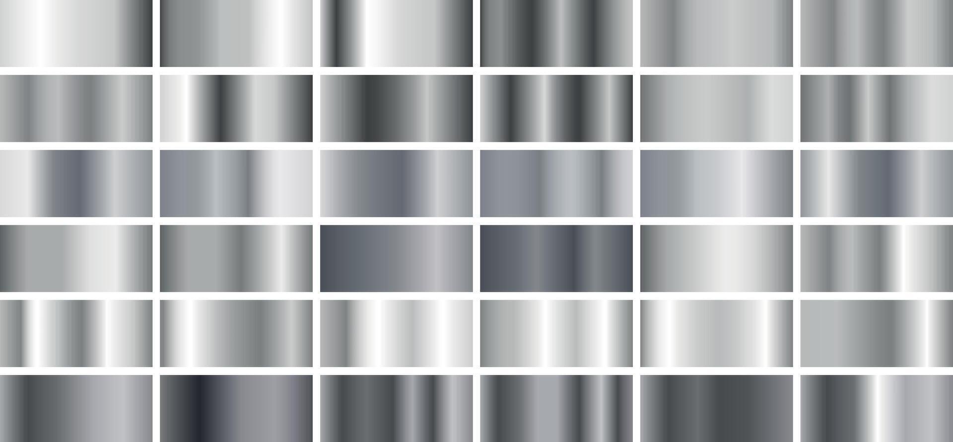 Set of silver gradients, silver, metal. vector