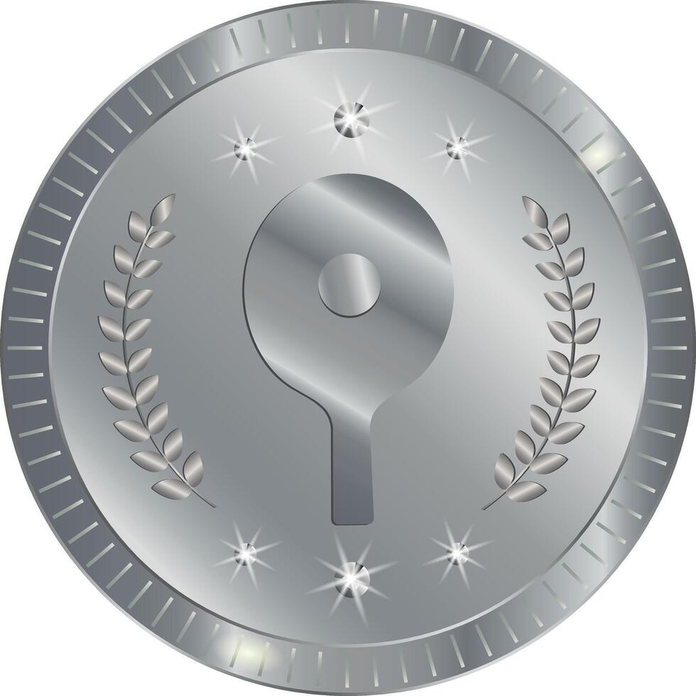 Ping pong. Silver medal for second place. vector