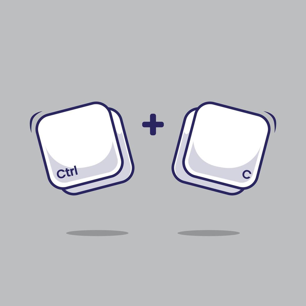 Computer keyboard combination shortcut Ctrl C icon object symbol fast typing technology program. Work efficient innovation on programming vector