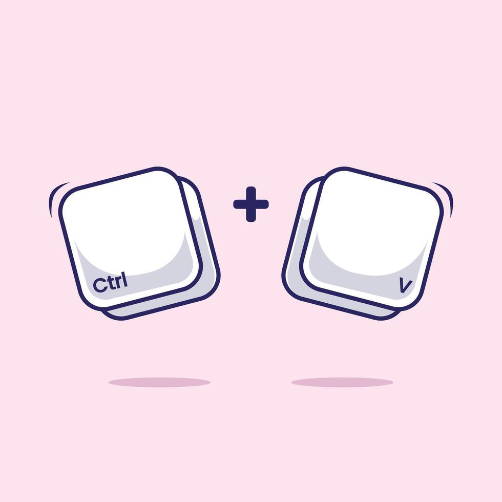 Computer keyboard combination shortcut Ctrl V icon, sign, symbol fast typing technology program on programming world vector