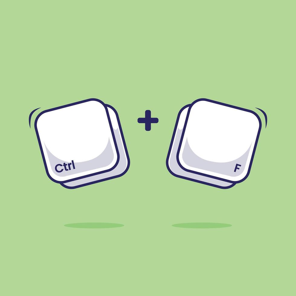 Computer keyboard combination icon, mascot, symbol Ctrl F shortcut illustration. Work efficient innovation technology on computer program vector