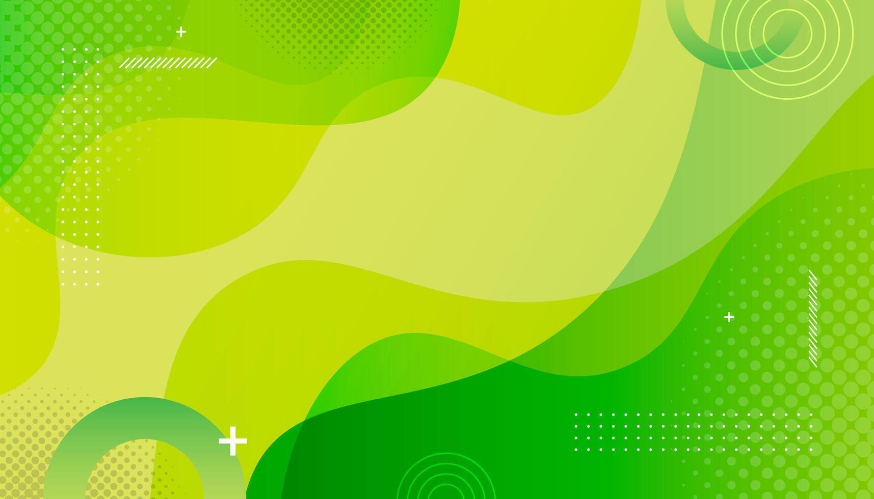 Abstract gradient green and yellow waves background vector