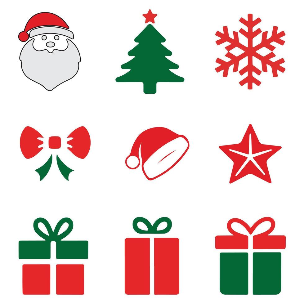 A collection of Christmas icons vector